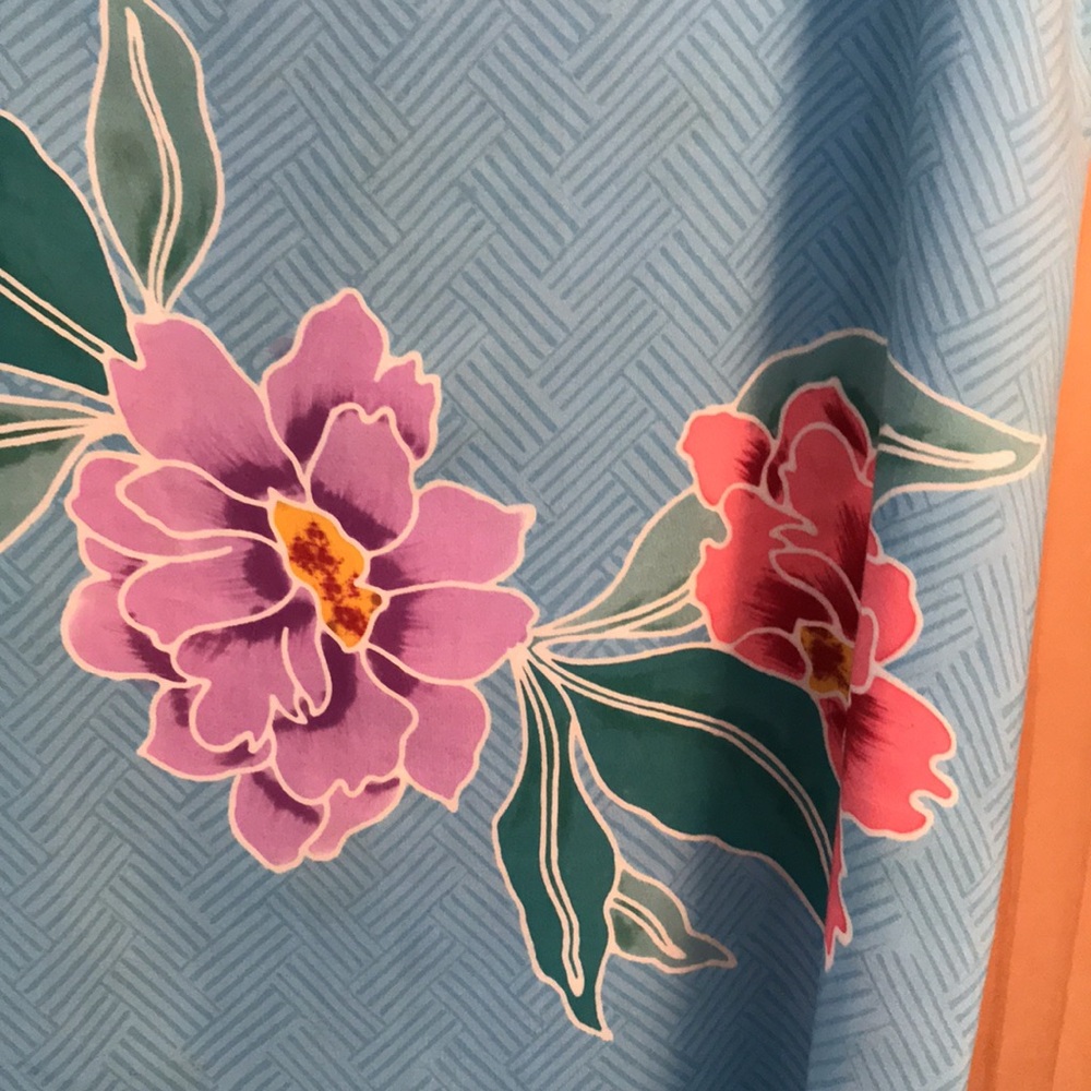 Blue Beach Sarong with Tropical Flowers - Picture 2 of 12